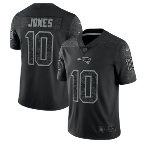 Men's New England Patriots #10 Mac Jones Black Reflective Limited Stitched Football Jersey - Custom Name