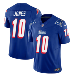 Men's New England Patriots #10 Mac Jones Blue 2023 F.U.S.E. Throwback Limited Stitched Football Jersey - Custom Name
