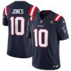 Men's New England Patriots #10 Mac Jones Navy 2023 F.U.S.E. With John Madden Patch Vapor Limited Stitched Football Jersey - Custom Name