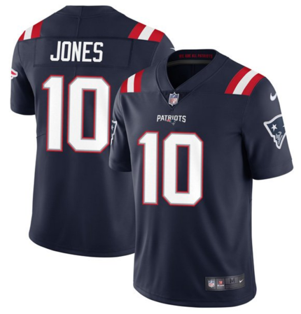 Men's New England Patriots #10 Mac Jones Navy NFL 2021 Draft Vapor Untouchable Limited Stitched Jersey - Custom Name