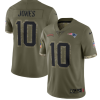 Men's New England Patriots #10 Mac Jones Olive 2022 Salute To Service Limited Stitched Jersey - Custom Name