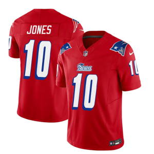 Men's New England Patriots #10 Mac Jones Red 2023 F.U.S.E. Throwback Limited Stitched Football Jersey - Custom Name