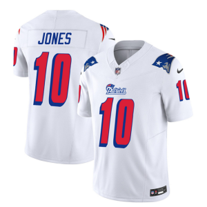 Men's New England Patriots #10 Mac Jones White 2023 F.U.S.E. Throwback Limited Stitched Stitched Football Jersey - Custom Name