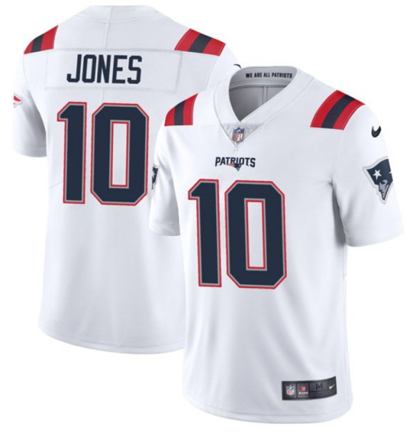 Men's New England Patriots #10 Mac Jones White NFL 2021 Draft Vapor Untouchable Limited Stitched Jersey - Custom Name