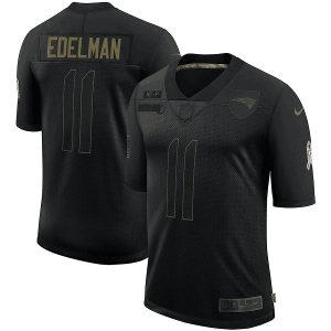 Men's New England Patriots #11 Julian Edelman Black NFL 2020 Salute To Service Limited Stitched Jersey - Custom Name