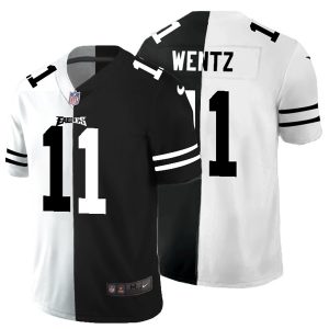 Men's New England Patriots #11 Julian Edelman Black & White NFL Split Limited Stitched Jersey - Custom Name