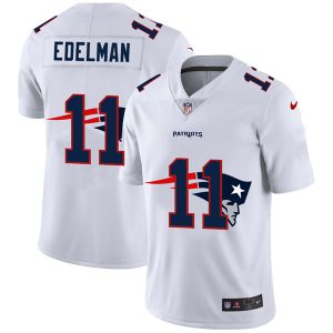 Men's New England Patriots #11 Julian Edelman White NFL Stitched Jersey - Custom Name