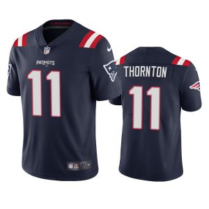 Men's New England Patriots #11 Tyquan Thornton Navy Vapor Untouchable Limited Stitched Jersey - Custom Name