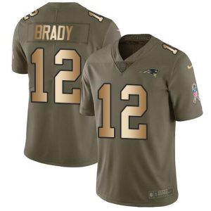 Men's New England Patriots #12 Tom Brady 2017 Olive Salute To Service Limited Stitched Football Jersey - Custom Name
