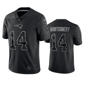Men's New England Patriots #14 Ty Montgomery Black Reflective Limited Stitched Football Jersey - Custom Name