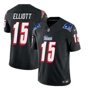 Men's New England Patriots #15 Ezekiel Elliott Black 2023 F.U.S.E. Throwback Limited Stitched Football Jersey - Custom Name
