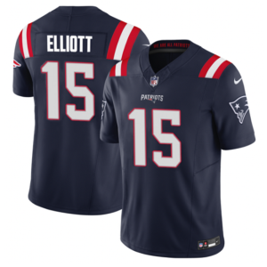 Men's New England Patriots #15 Ezekiel Elliott Navy 2023 F.U.S.E. Vapor Limited Stitched Football Jersey - Custom Name