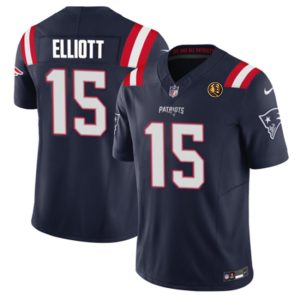 Men's New England Patriots #15 Ezekiel Elliott Navy 2023 F.U.S.E. With John Madden Patch Vapor Limited Stitched Football Jersey - Custom Name