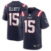 Men's New England Patriots #15 Ezekiel Elliott Navy Stitched Game Jersey - Custom Name