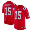 Men's New England Patriots #15 Ezekiel Elliott Red Stitched Game Jersey - Custom Name
