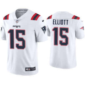 Men's New England Patriots #15 Ezekiel Elliott White Vapor Untouchable Stitched Football Jersey - Custom Name