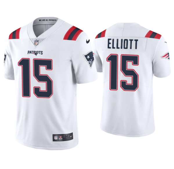 Men's New England Patriots #15 Ezekiel Elliott White Vapor Untouchable Stitched Football Jersey - Custom Name