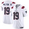 Men's New England Patriots #19 Joe Milton III White 2024 Vapor Limited Stitched Football Jersey - Custom Name