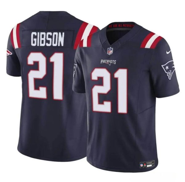 Men's New England Patriots #21 Antonio Gibson Navy 2023 F.U.S.E. Vapor Limited Stitched Football Jersey - Custom Name