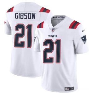 Men's New England Patriots #21 Antonio Gibson White Vapor Limited Stitched Football Jersey - Custom Name