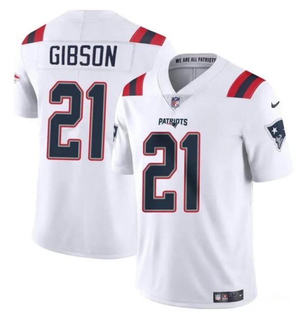 Men's New England Patriots #21 Antonio Gibson White Vapor Limited Stitched Football Jersey - Custom Name