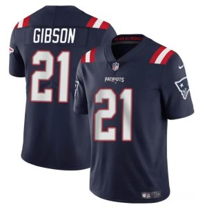 Men's New England Patriots #21 Antonio Gibsonz Navy Vapor Limited Stitched Football Jersey - Custom Name