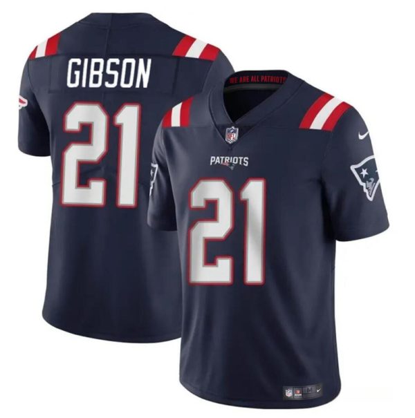 Men's New England Patriots #21 Antonio Gibsonz Navy Vapor Limited Stitched Football Jersey - Custom Name