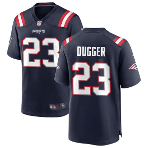 Men's New England Patriots #23 Kyle Dugger Navy Stitched Game Jersey - Custom Name
