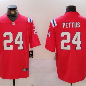 Men's New England Patriots #24 Dell Pettus Red Vapor Limited Stitched Football Jersey - Custom Name