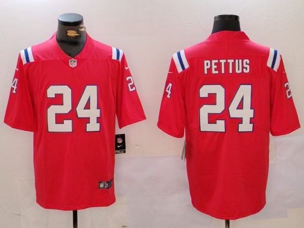 Men's New England Patriots #24 Dell Pettus Red Vapor Limited Stitched Football Jersey - Custom Name