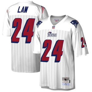 Men's New England Patriots #24 Ty Law 1995 White Mitchell & Ness Legacy Jersey - Custom Name