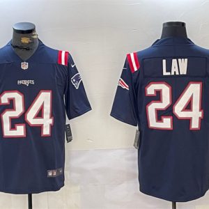 Men's New England Patriots #24 Ty Law Navy Vapor Limited Stitched Football Jersey - Custom Name