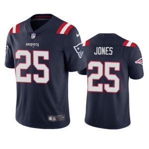 Men's New England Patriots #25 Marcus Jones Navy Vapor Untouchable Limited Stitched Jersey - Custom Name