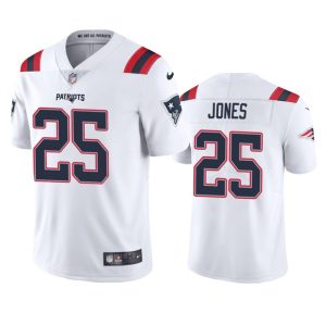 Men's New England Patriots #25 Marcus Jones White Vapor Untouchable Limited Stitched Jersey - Custom Name