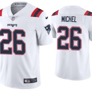 Men's New England Patriots #26 Sony Michel 2020 White Vapor Untouchable Limited Stitched NFL Jersey - Custom Name