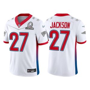 Men's New England Patriots #27 J.C. Jackson 2022 White AFC Pro Bowl Stitched Jersey - Custom Name