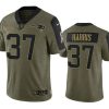 Men's New England Patriots #37 Damien Harris 2021 Olive Salute To Service Limited Stitched Jersey - Custom Name