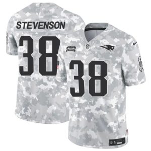 Men's New England Patriots #38 Rhamondre Stevenson 2024 F.U.S.E Arctic Camo Salute to Service Limited Stitched Jersey - Custom Name