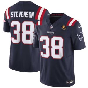 Men's New England Patriots #38 Rhamondre Stevenson Navy 2023 F.U.S.E. With John Madden Patch Vapor Limited Stitched Football Jersey - Custom Name