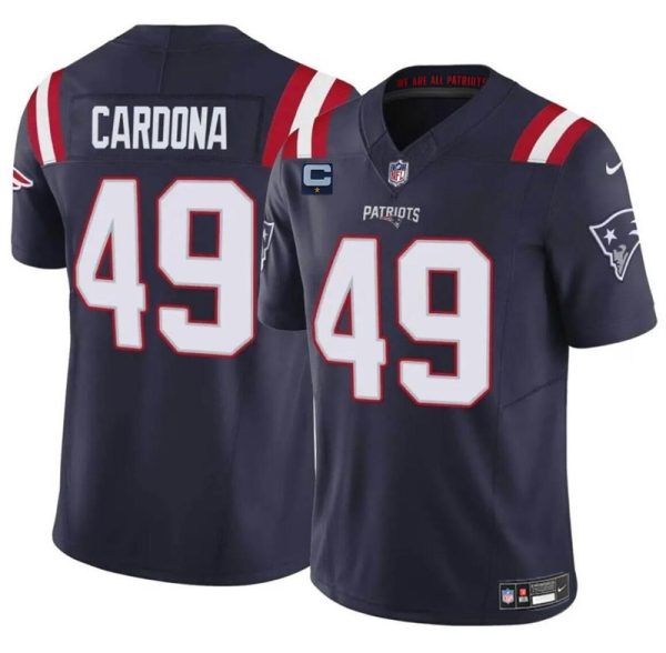 Men's New England Patriots #49 Joe Cardona Navy F.U.S.E. With 1-Star C Patch Vapor Limited Stitched Football Jersey - Custom Name