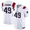 Men's New England Patriots #49 Joe Cardona White F.U.S.E. With 1-Star C Patch Vapor Limited Stitched Football Jersey - Custom Name