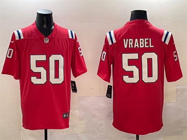 Men's New England Patriots #50 Mike Vrabel Red Vapor Limited Stitched Football Jersey - Custom Name