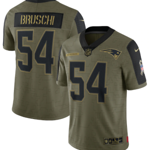 Men's New England Patriots #54 Tedy Bruschi 2021 Olive Salute To Service Limited Stitched - Custom Name