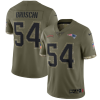 Men's New England Patriots #54 Tedy Bruschi Olive 2022 Salute To Service Limited Stitched Jersey - Custom Name