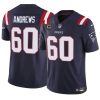 Men's New England Patriots #60 David Andrews Navy 2023 F.U.S.E. With 4-Star C Patch Vapor Limited Stitched Football Jersey - Custom Name