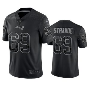 Men's New England Patriots #69 Cole Strange Black Reflective Limited Stitched Football Jersey - Custom Name