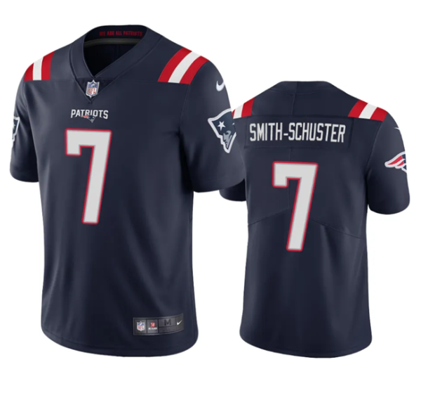 Men's New England Patriots #7 JuJu Smith-Schuster Navy Vapor Untouchable Stitched Football Jersey - Custom Name