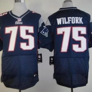 Men's New England Patriots #75 Vince Wilfork Navy Elite Stitched Jersey - Custom Name
