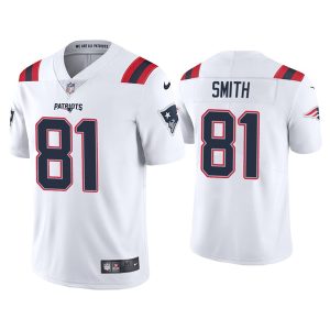 Men's New England Patriots #81 Jonnu Smith 2021 White Vapor Untouchable Limited Stitched Jersey - Custom Name