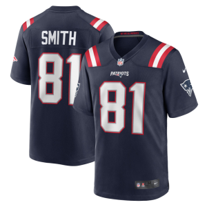 Men's New England Patriots #81 Jonnu Smith Navy Stitched Game Jersey - Custom Name